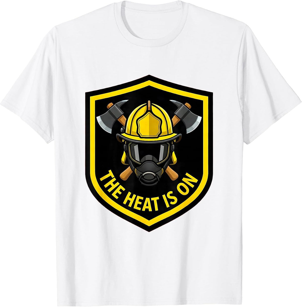Men's The Heat Is On Firefighter Graphic Design T-Shirt - White