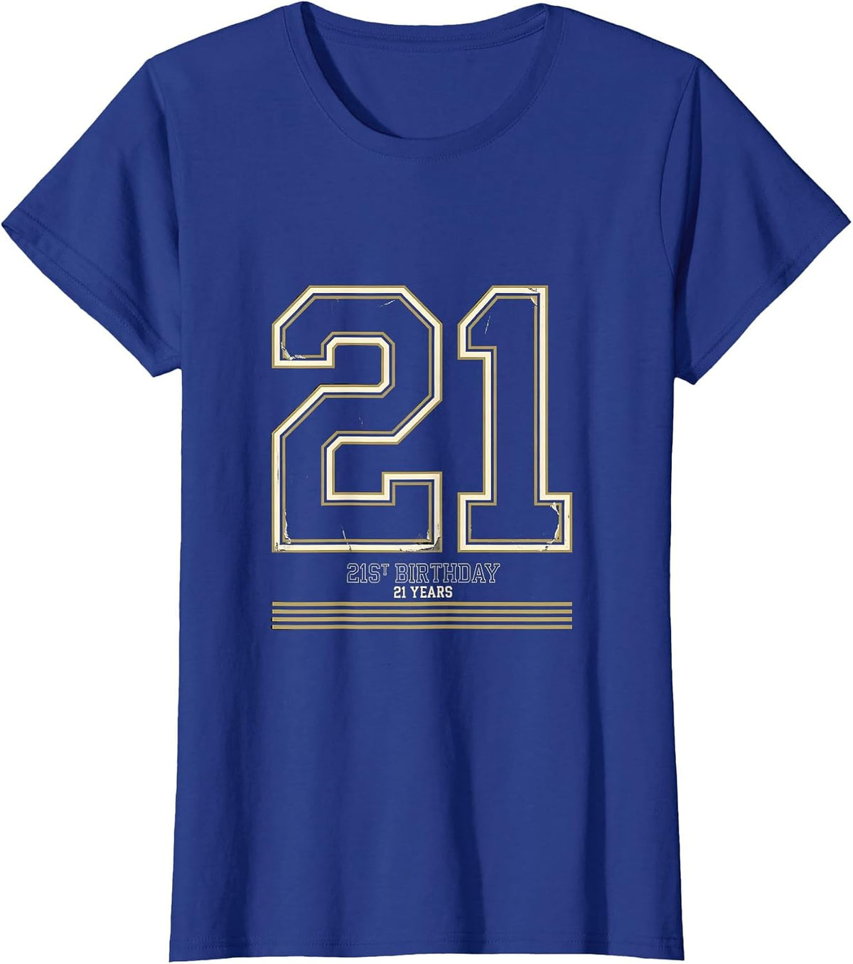 Women's 21ST BIRTHDAY 21 YEARS Vintage Varsity Sports Jersey Number T-Shirt - Royal Blue