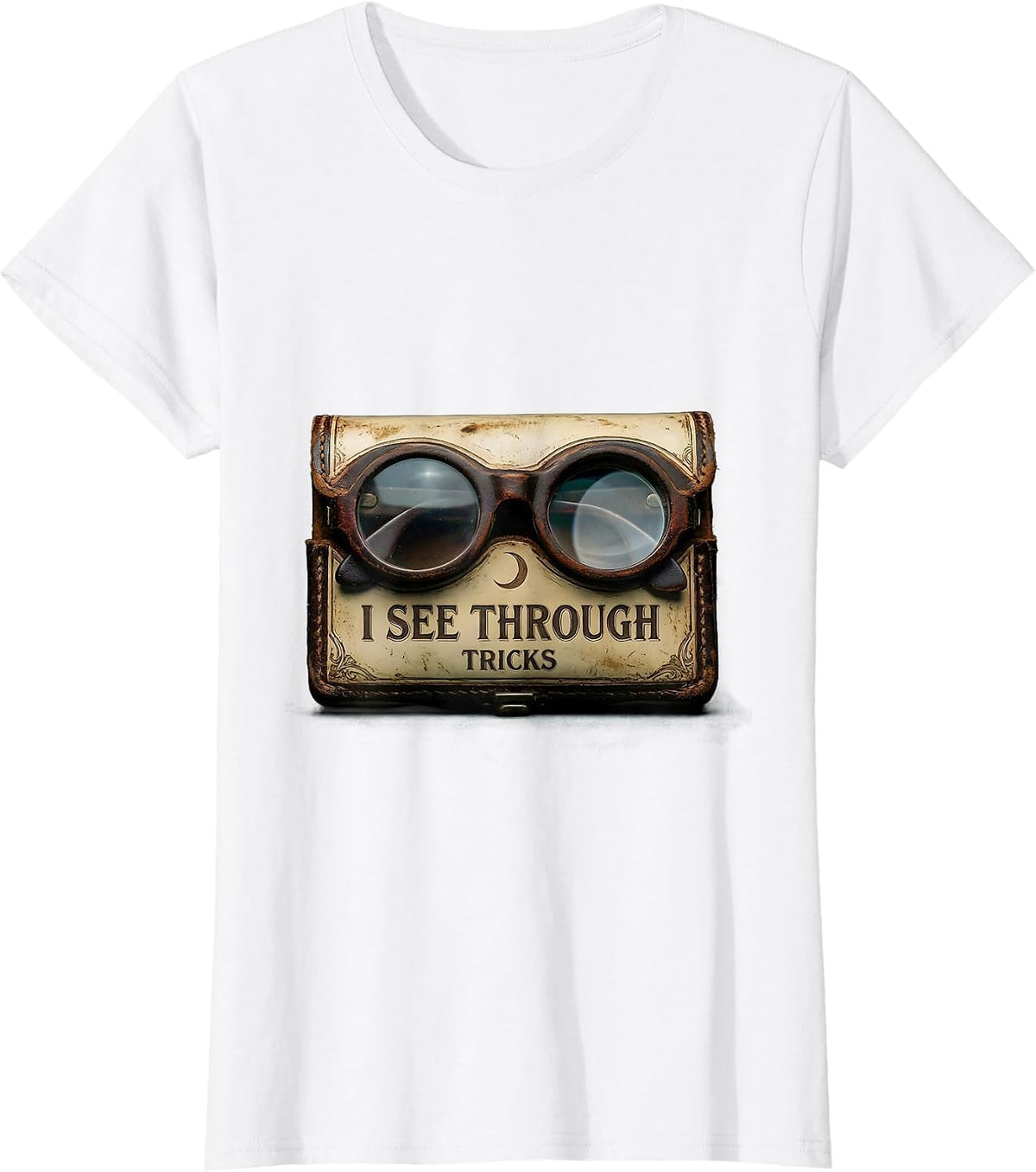 Women's I See Through Tricks Vintage Halloween Optometrist Eye T-Shirt - White
