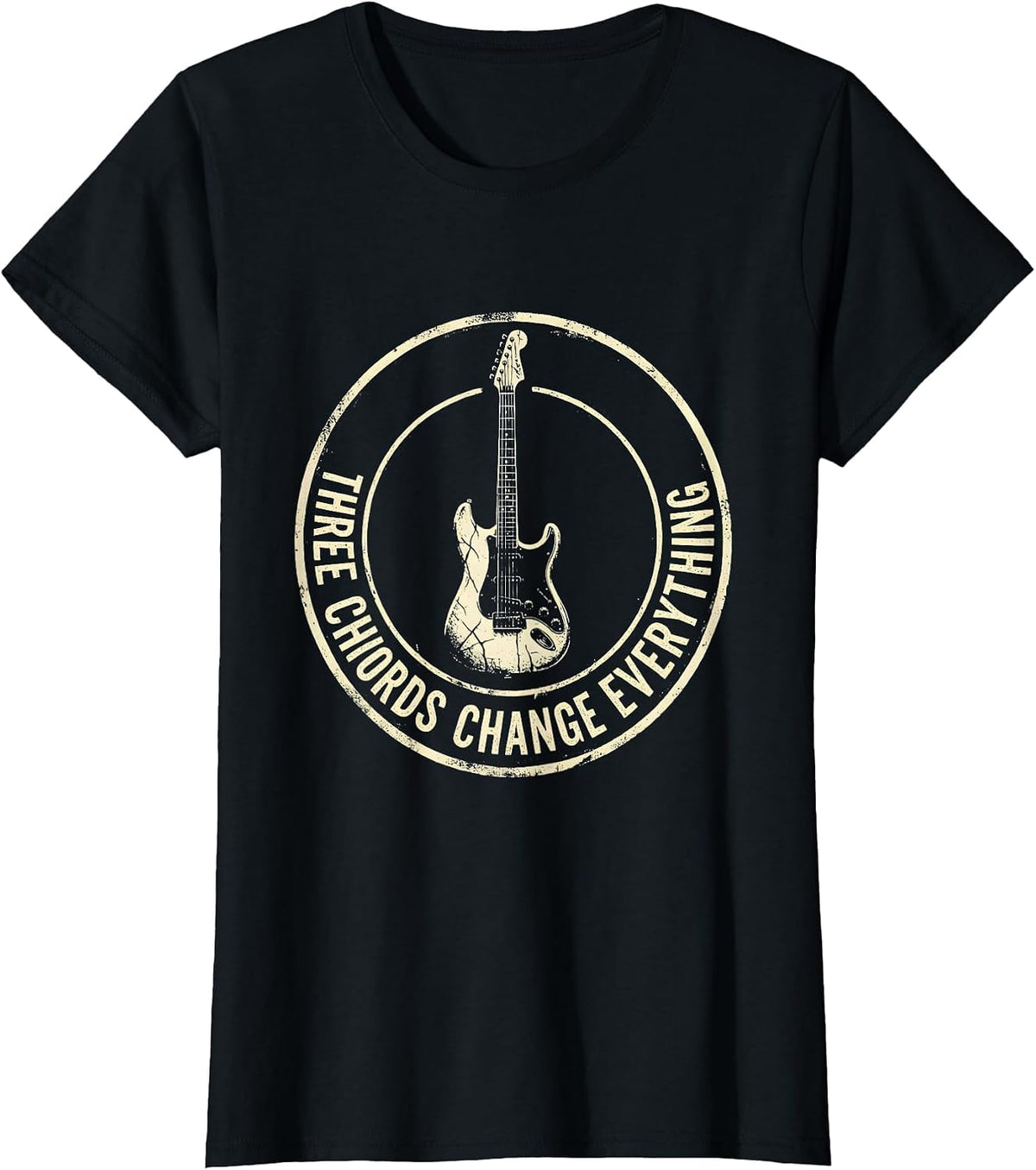 Three Chords Change Everything Punk Rock Design T-Shirt - Black