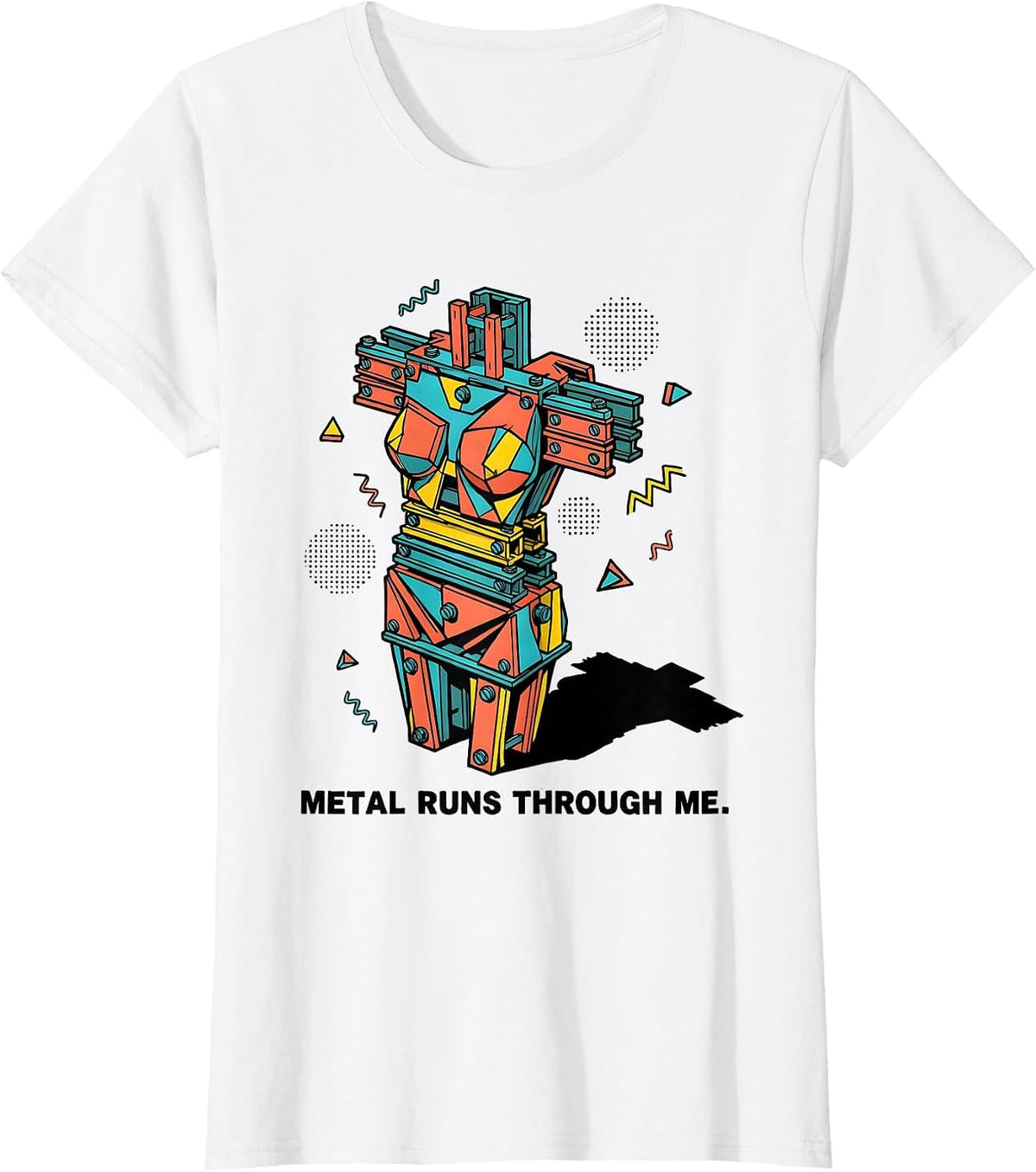 Metal Runs Through Me Bold Music Fan Design T-Shirt - White