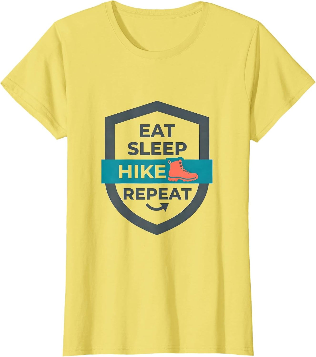 Eat Sleep Hike Repeat Funny Hiking Lover Gift Idea T-Shirt - Lemon Yellow