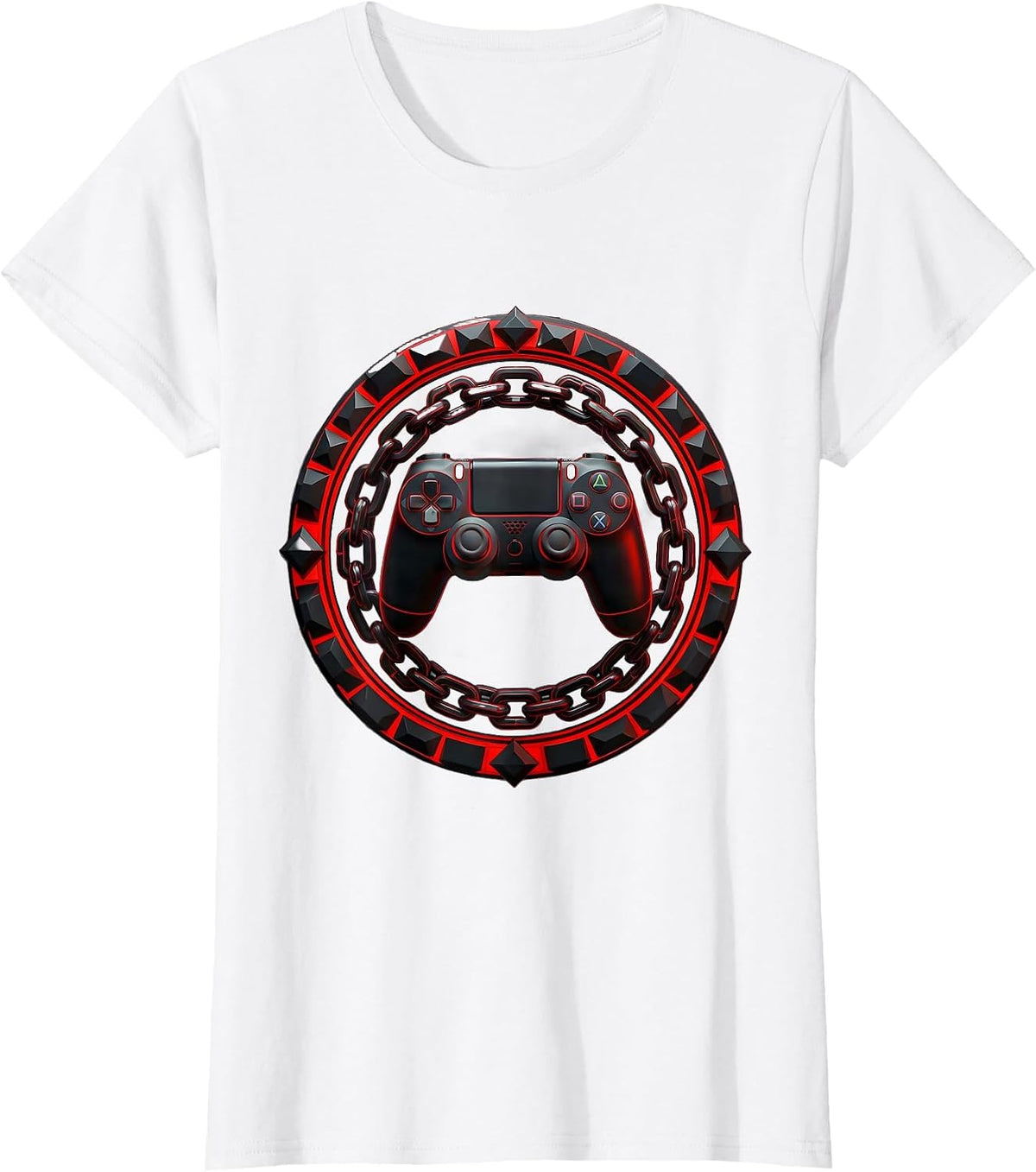 80s Game Controller Wrapped in Chains Graphic T-Shirt - White
