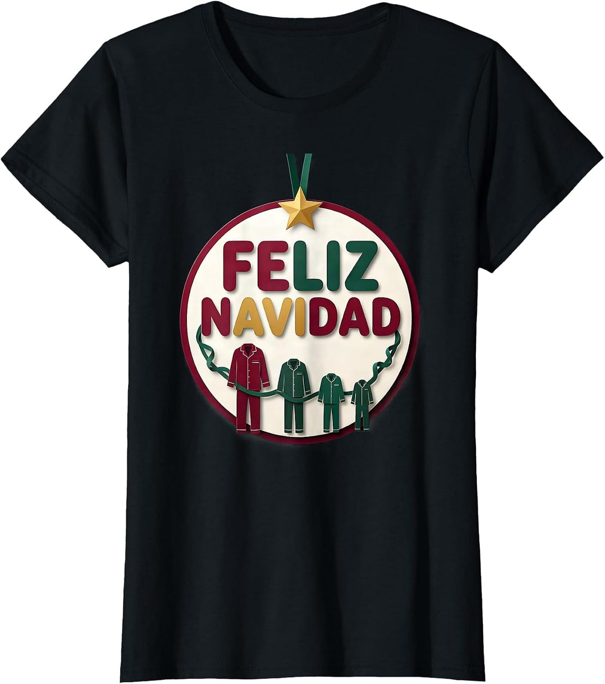 Women's Feliz Navidad Family Matching Spanish Mexican Christmas T-Shirt - Black