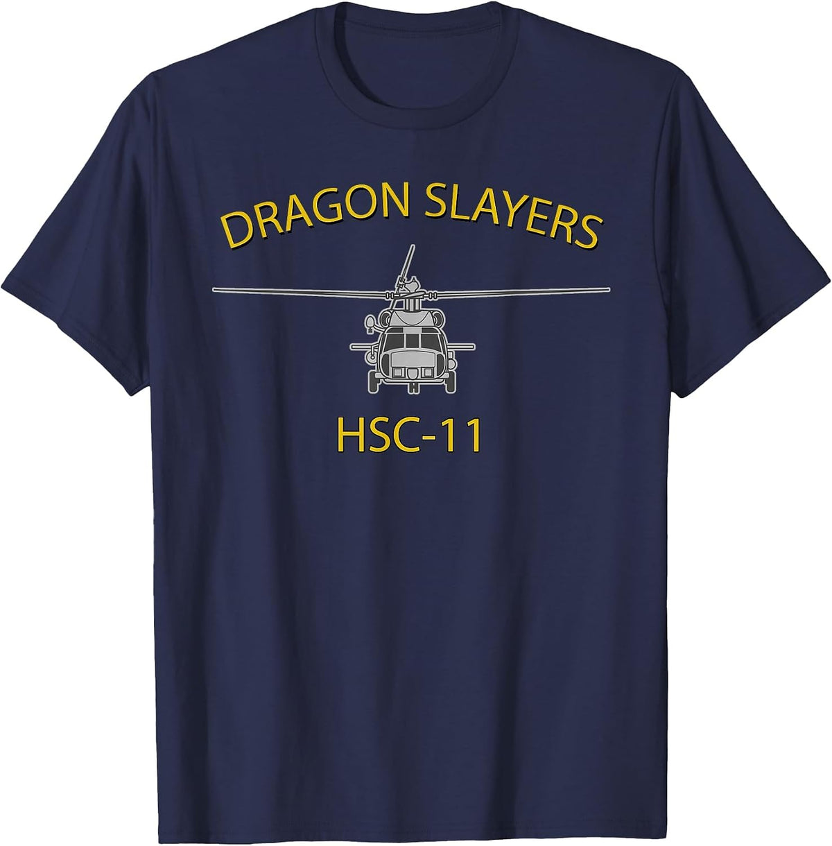 HSC-11 Dragon Slayers Helicopter Squadron MH-60 Sea Hawk Tee T-Shirt - Navy Blue