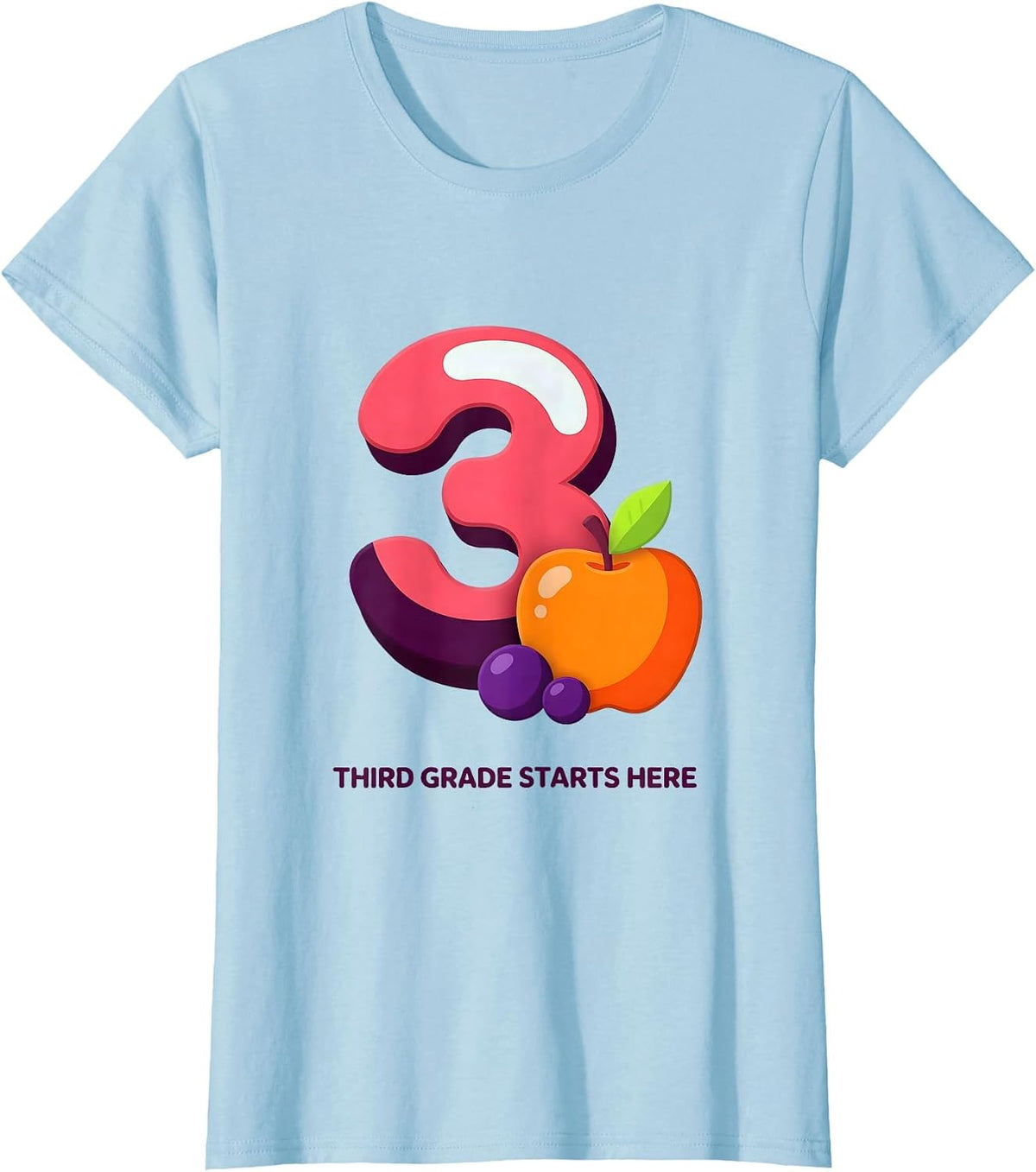 Women's Third Grade Starts Here Playful Back To School First Day T-Shirt - Baby Blue