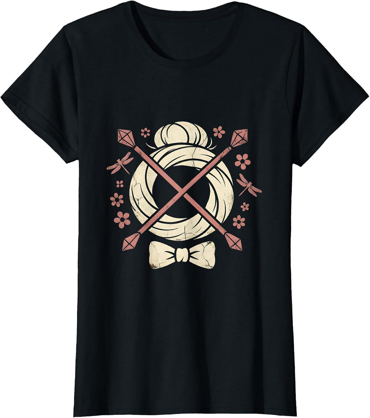 Nana Knitting Silver Bun Hairstyle Graphic T-Shirt - Black