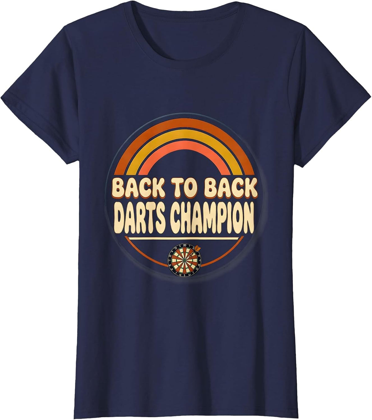 Women's Back To Back Darts Champion Retro 70s Sports Fan Souvenir T-Shirt - Navy Blue