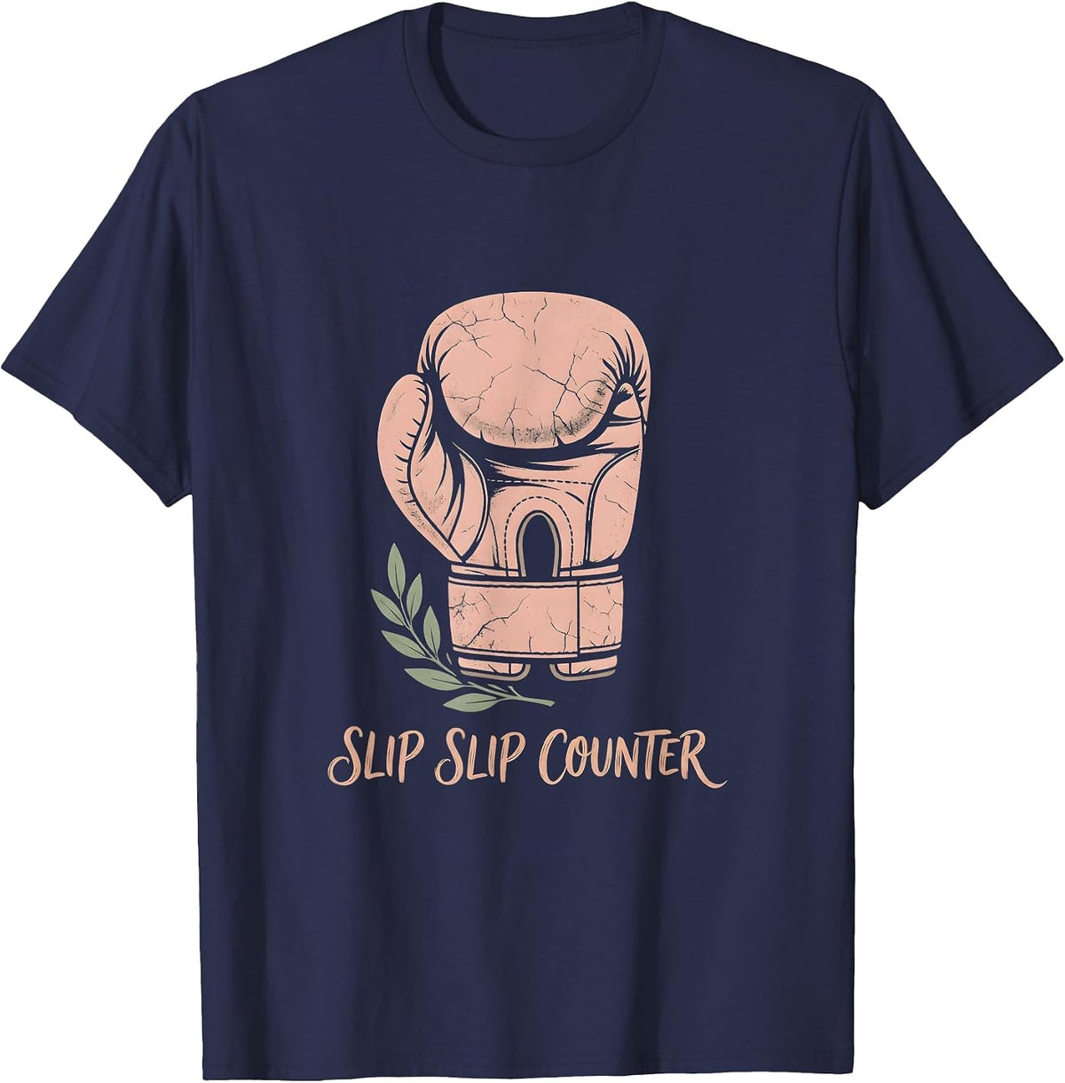 Slip Slip Counter Boxing Technique Design T-Shirt - Navy Blue