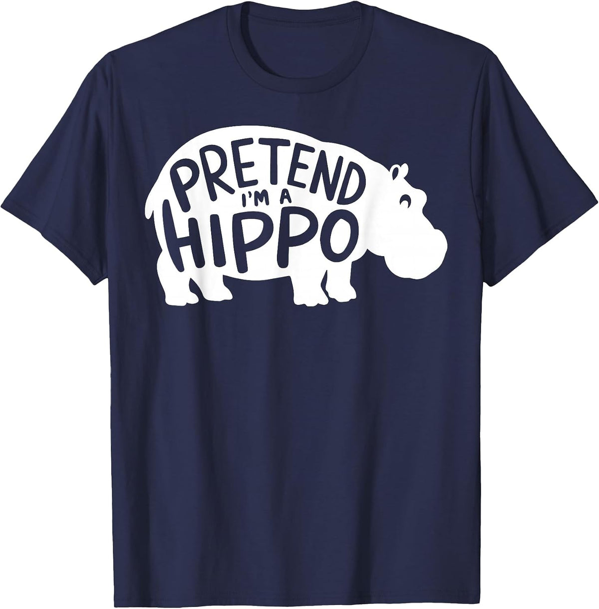 Fun Group Easy Adult Halloween Costumes Pretend I'm A Hippo T-Shirt - Navy Blue