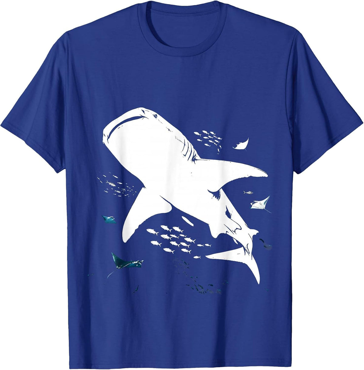 Whale Shark Deep Ocean Cruise Graphic Design T-Shirt - Royal Blue
