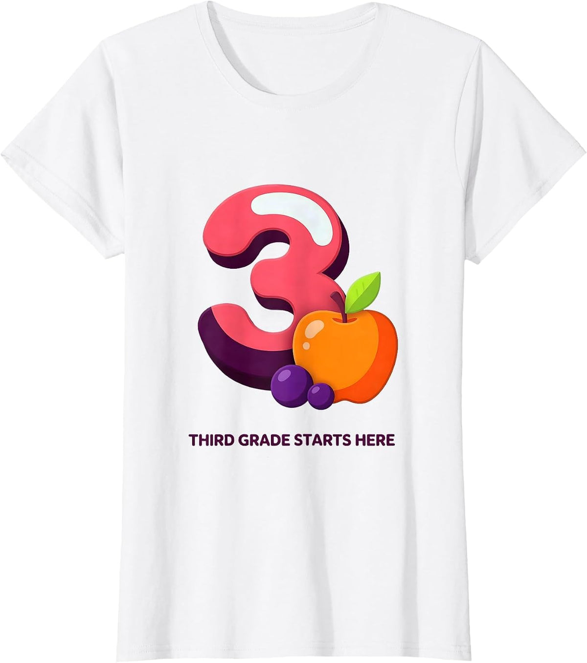 Women's Third Grade Starts Here Playful Back To School First Day T-Shirt - White