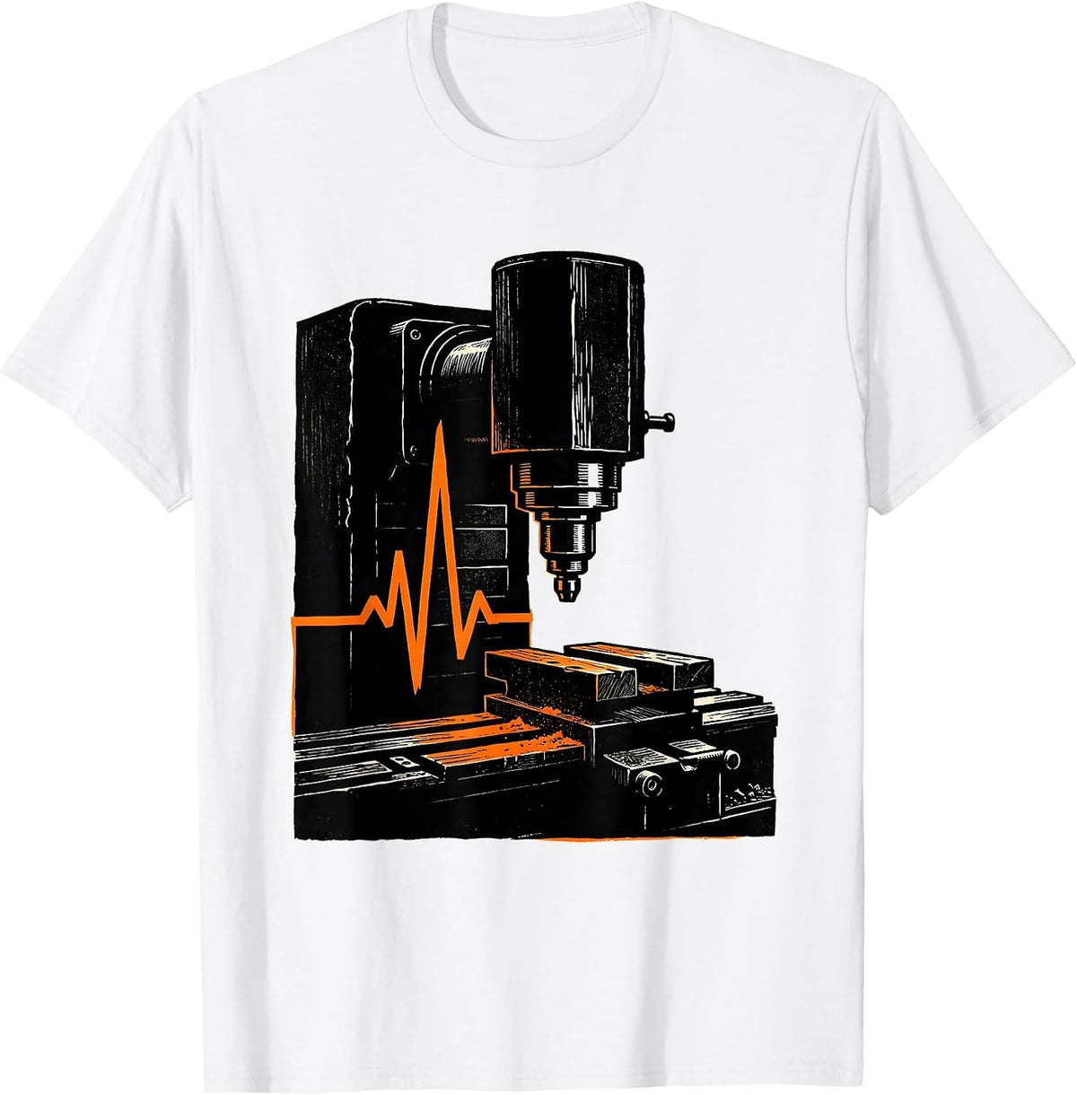 Men's CNC Milling Machine Pulse Line Hobbyist Humor T-Shirt - White
