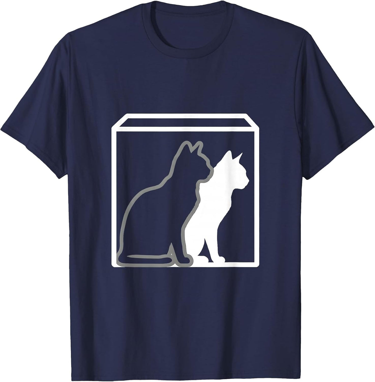 Schrödingers Cat Quantum Physics Nerd Humor T-Shirt - Navy Blue
