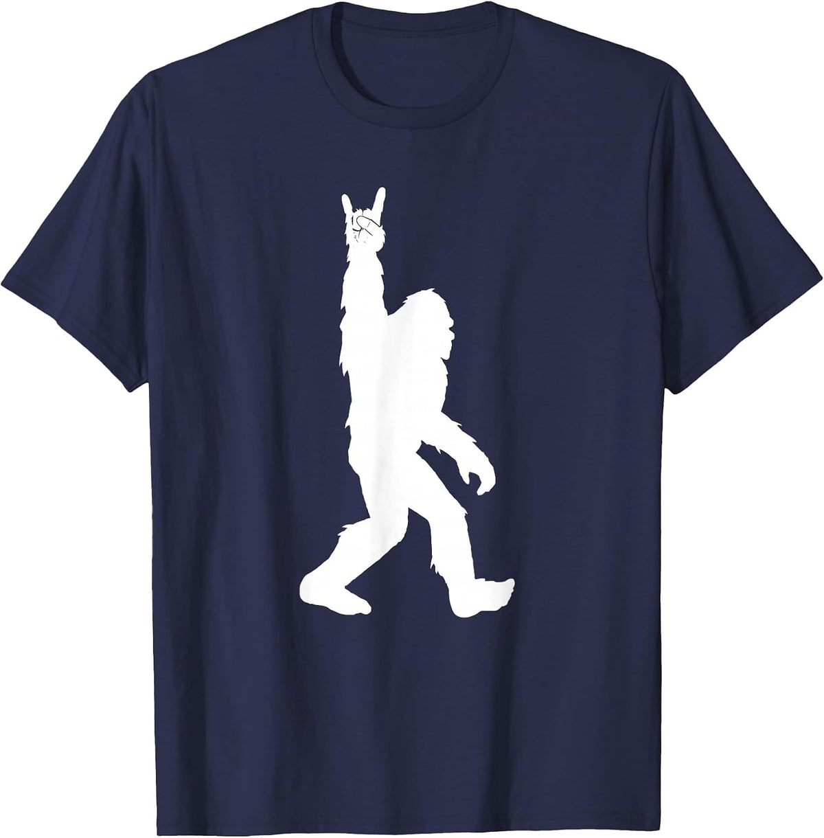 Funny Bigfoot Rock and Roll Tshirt for Sasquatch Believers T-Shirt - Navy Blue