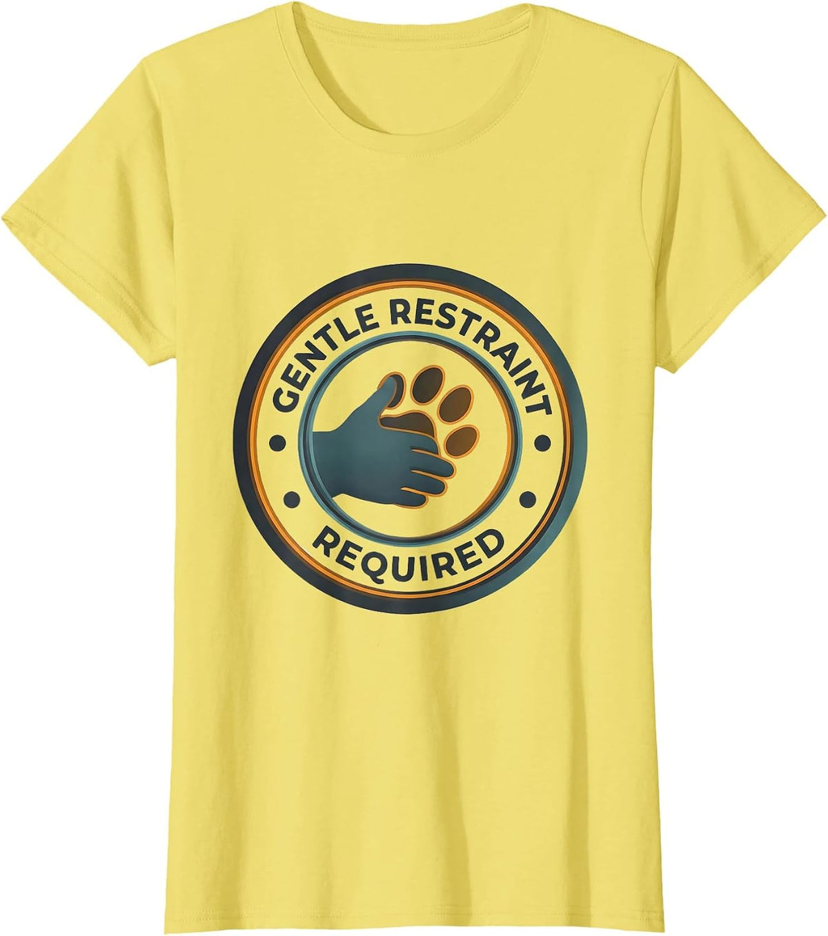 Women's GENTLE RESTRAINT REQUIRED Editorial Conceptual Vet Tech T-Shirt - Lemon Yellow