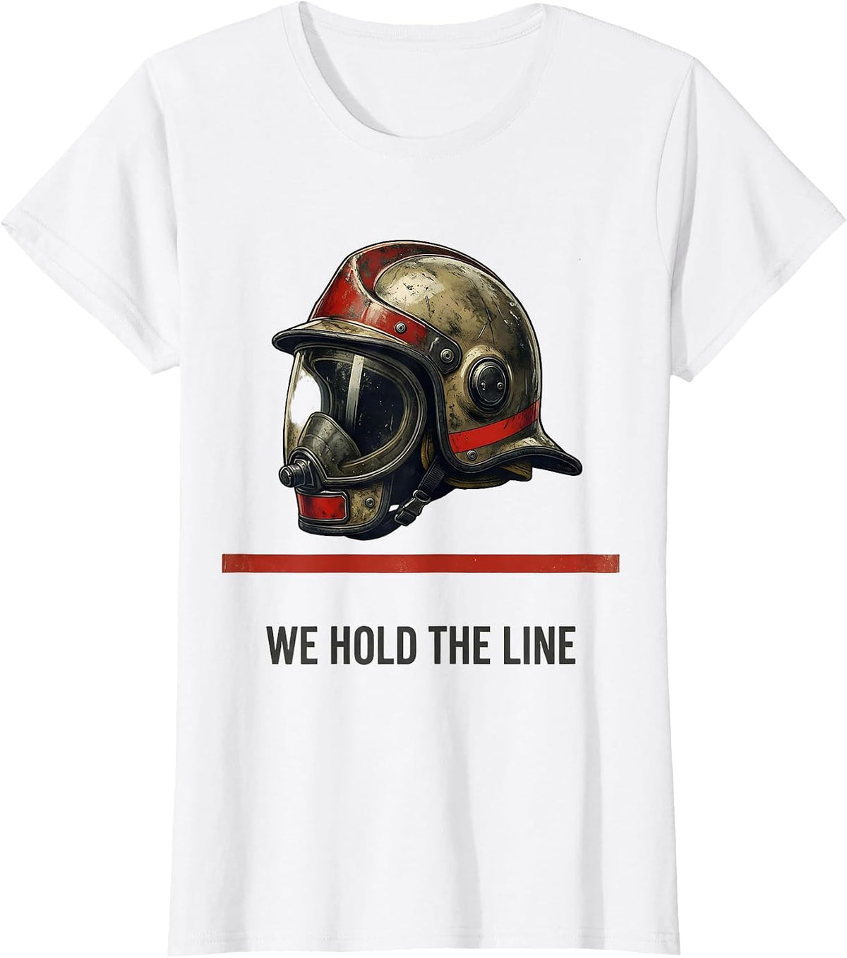 We Hold The Line Vintage Firefighter Tribute Thin Red Line T-Shirt - White