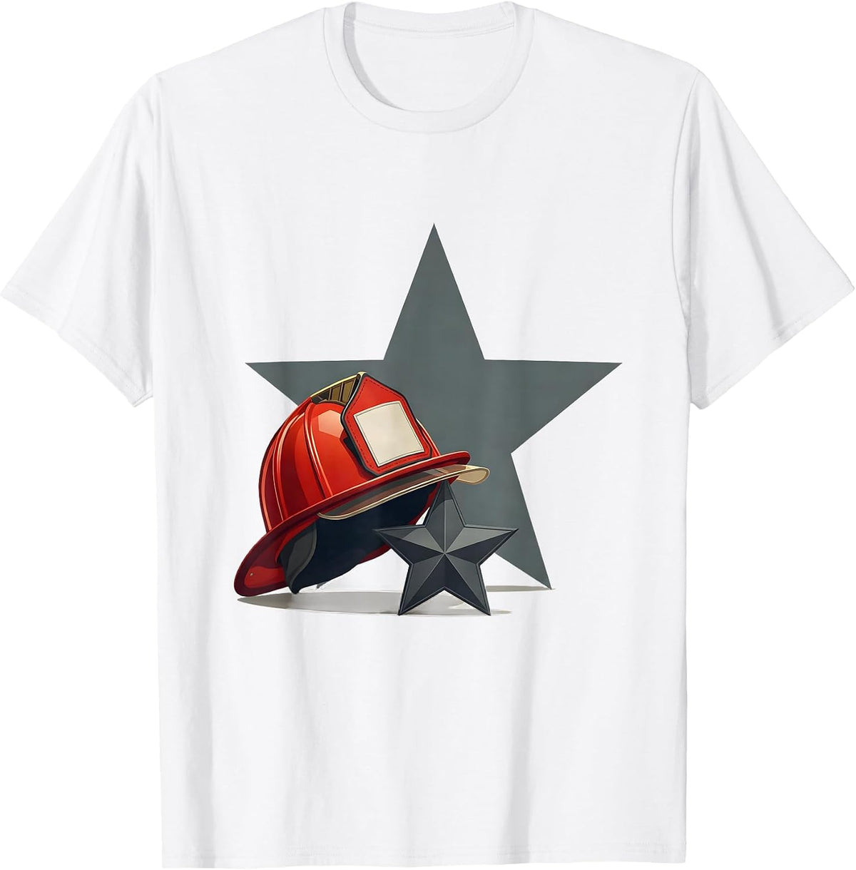 Men's Firefighter Helmet Star Holiday Editorial Conceptual T-Shirt - White