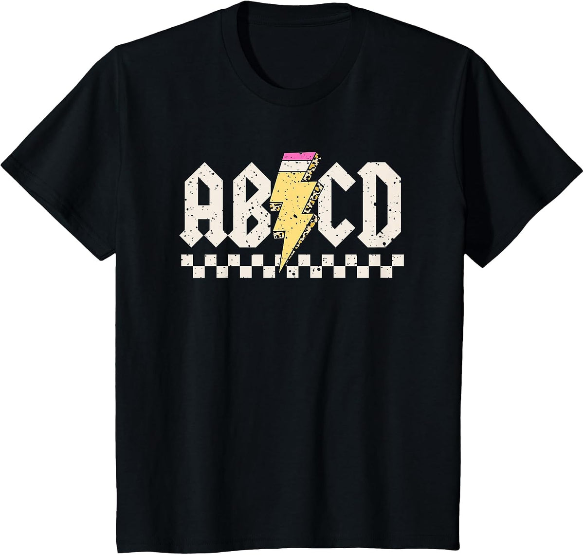 Boys Girls Teachers ABCD Rock Graphic Back to School Class T-Shirt - Black