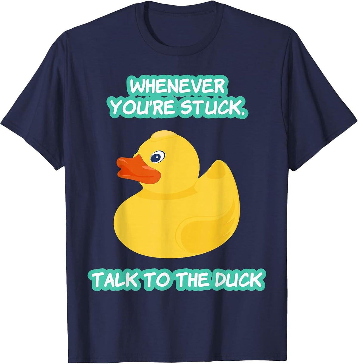 Funny Programmer Talk to The Duck T-Shirt - Navy Blue