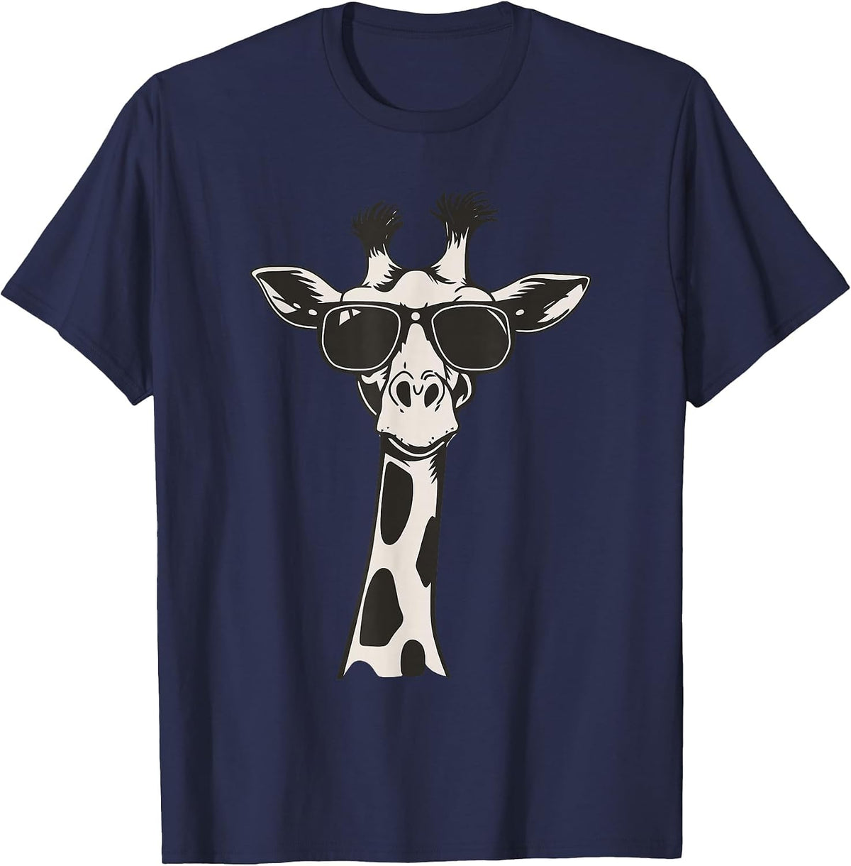 Cool Giraffe with Sunglasses T-Shirt - Navy Blue