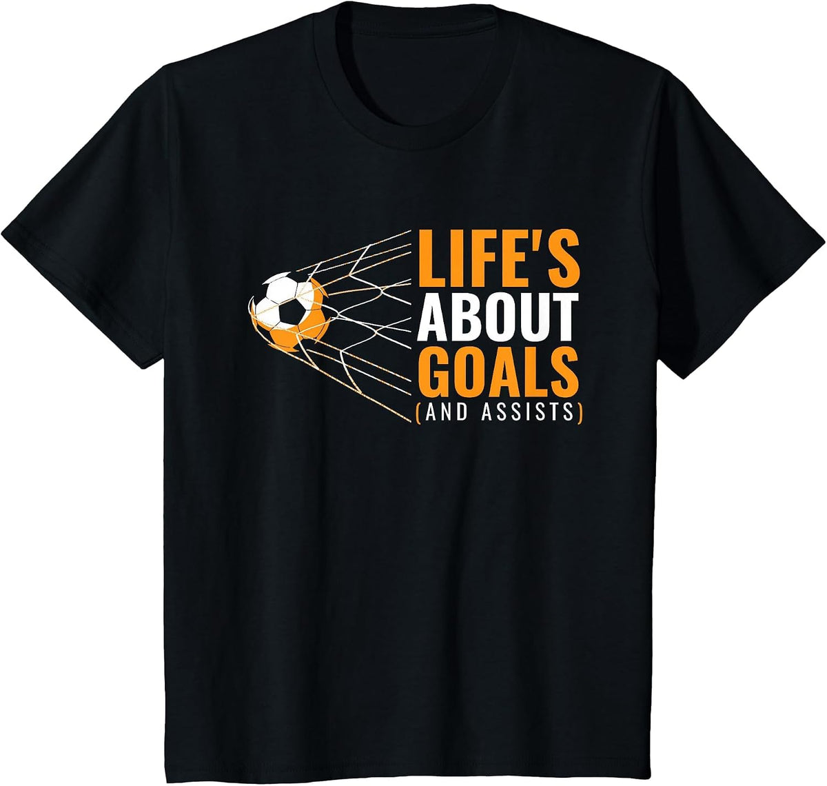 Life’s About Goals and Assists Funny Quote Youth Soccer T-Shirt - Black