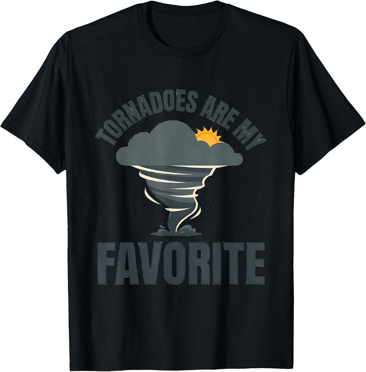 Men's Tornadoes Are My Favorite Flat Vector Storm Chaser T-Shirt - Black