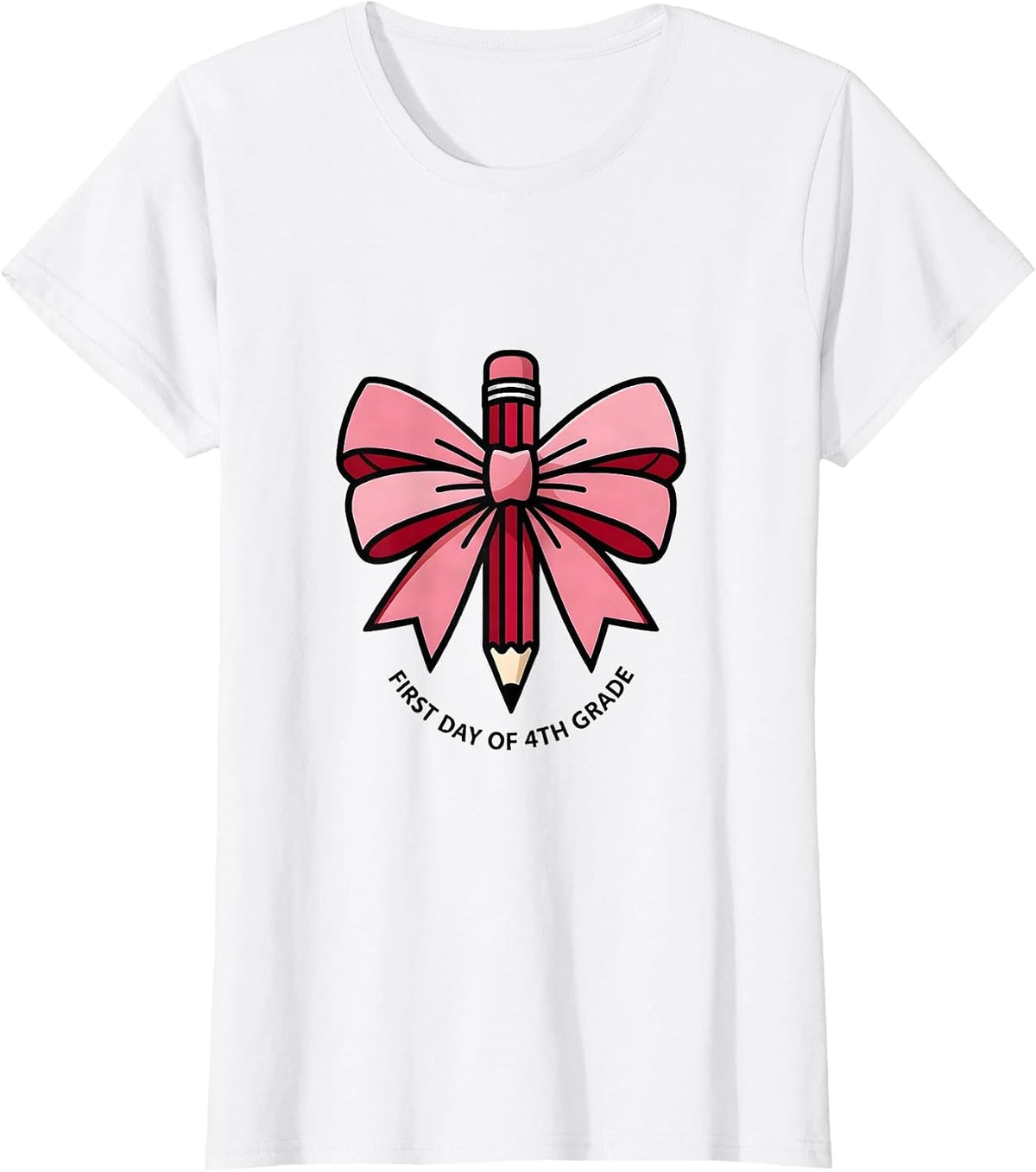 First Day Of 4th Grade Coquette Bow Back To School Girl T-Shirt - White