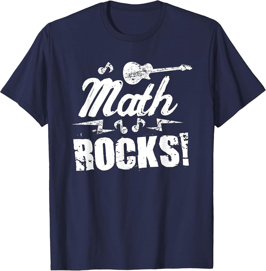 Math Rocks School T Shirt - Tee for Teachers & Students T-Shirt - Navy Blue