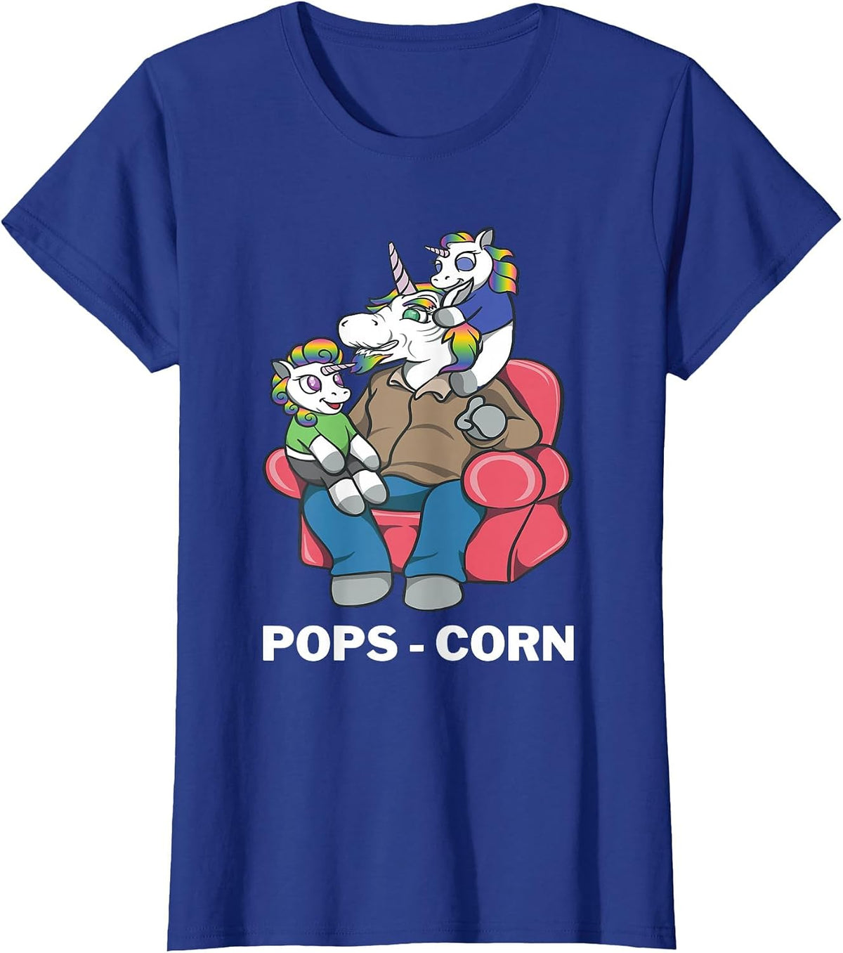 Grandpa Pops Unicorn Old Dadacorn Grandpacorn with Toddlers T-Shirt - Royal Blue