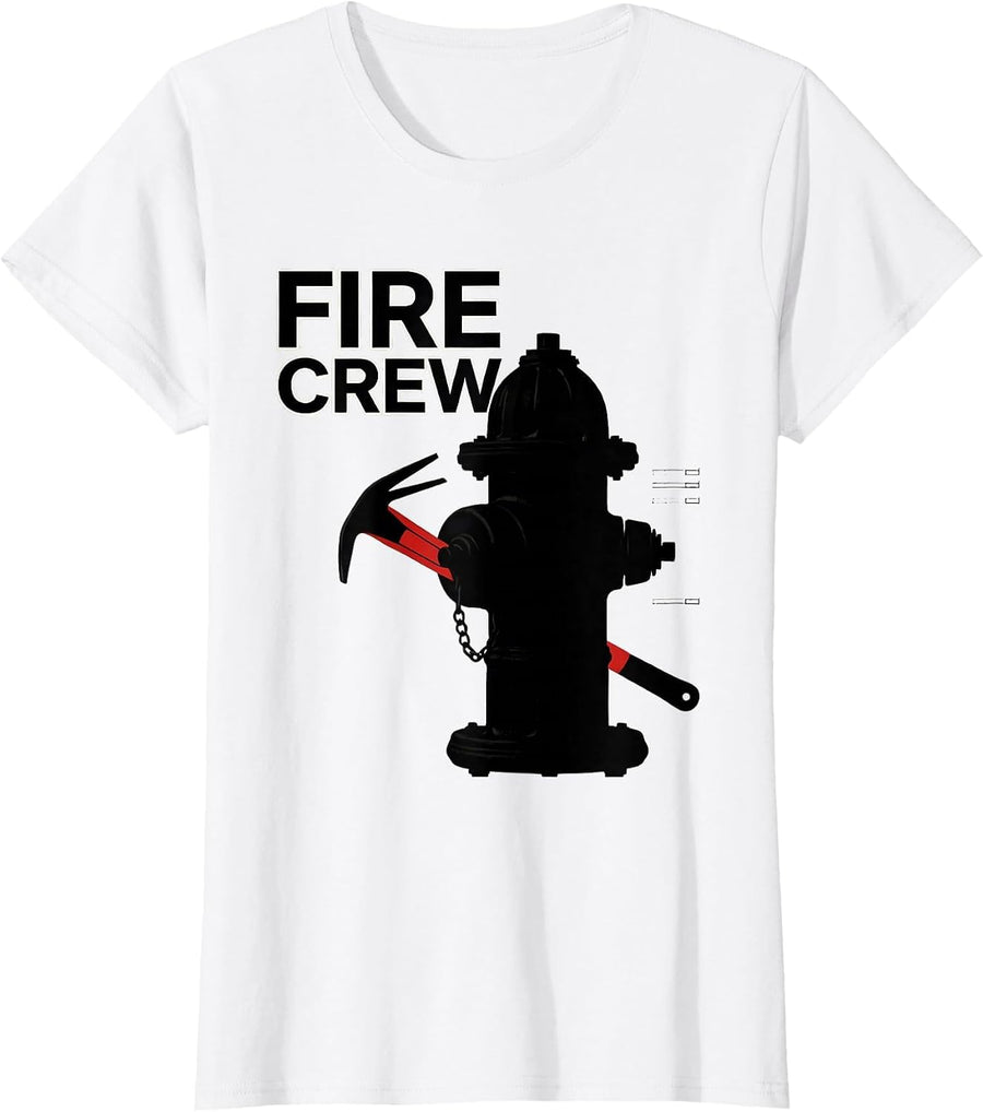 Women's Fire Crew Funny Firefighter Badge Humor Fire Department Gift T-Shirt - White