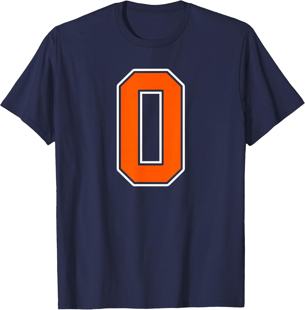 Orange White Number 0 Jersey Player Uniform #0 T-Shirt - Navy Blue