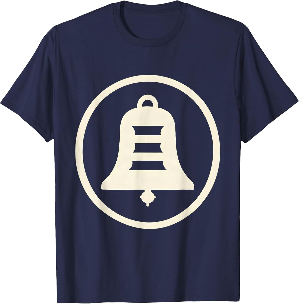 Men's Fire Bell Badge Firefighter Pride Memorial Tribute T-Shirt - Navy Blue