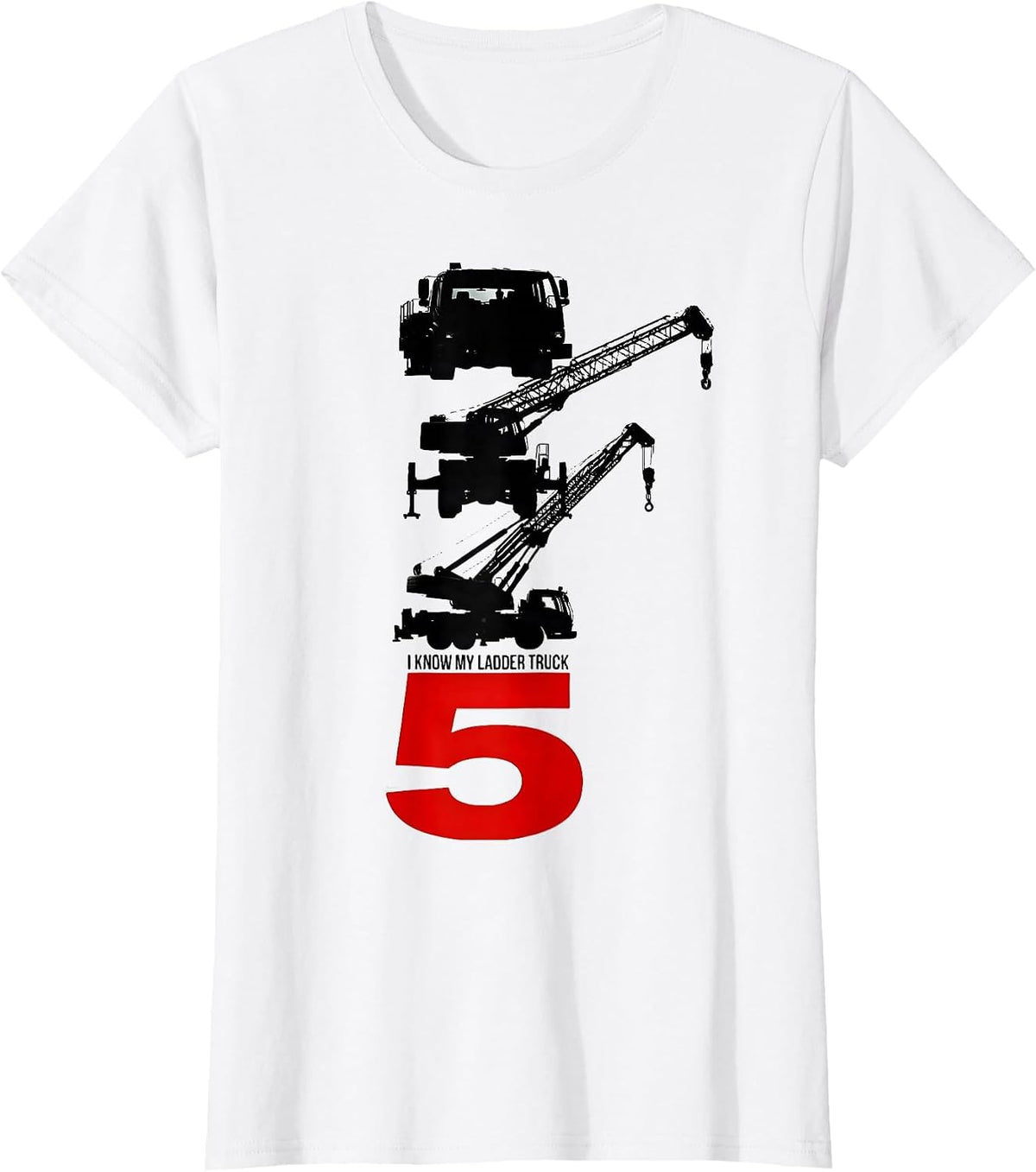 Women's I Know My Ladder Truck 5 Kids Firefighter Fire Truck T-Shirt - White