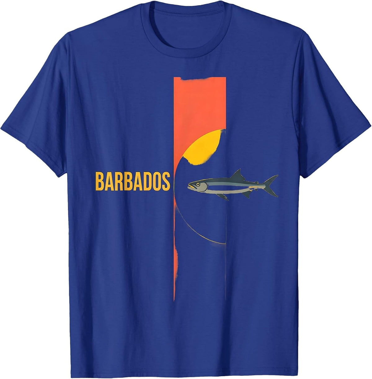 Men's Barbados Vintage 70s Retro Tropical Destination Souvenir T-Shirt - Royal Blue