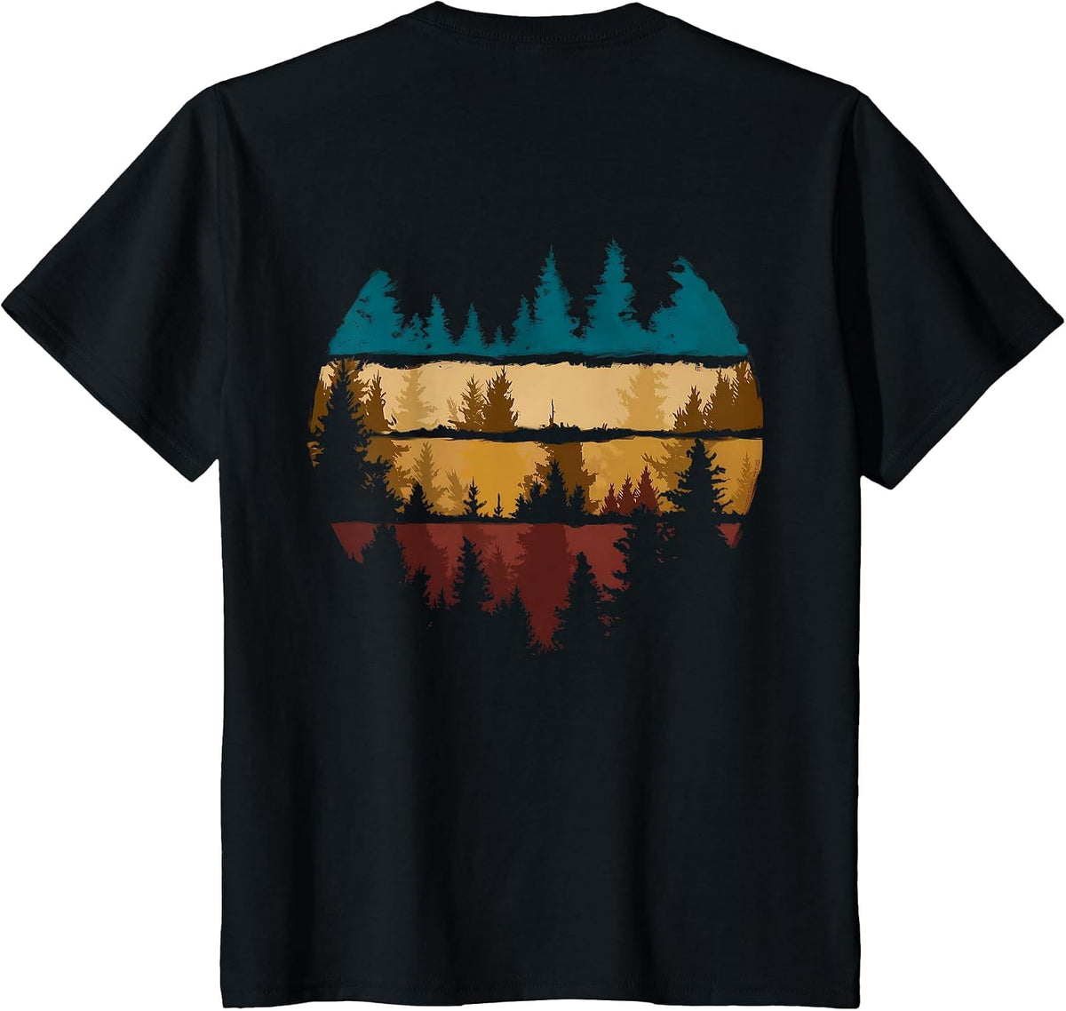 On Back Nature Mountains Adventure Outdoor Forest T-Shirt - Black