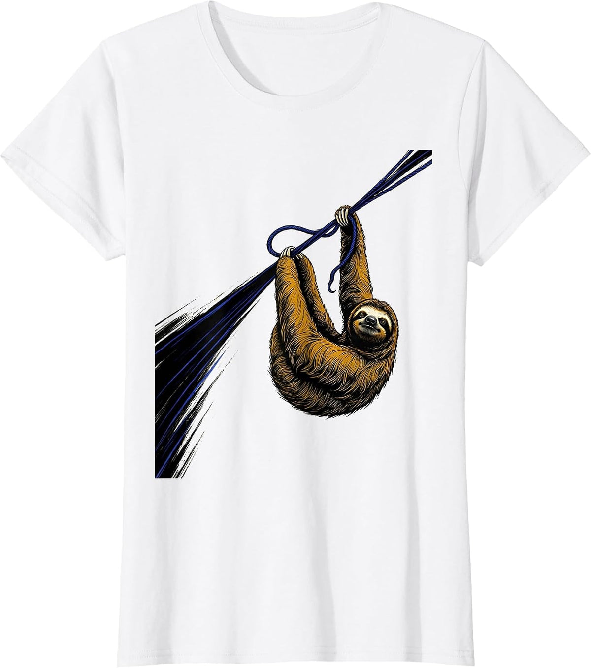 Kite String Sloth Funny Lazy Humor Novelty T-Shirt - White