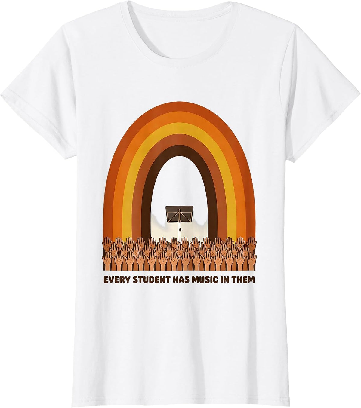 Women's Every Student Has Music In Them Retro 70s Music Teacher T-Shirt - White