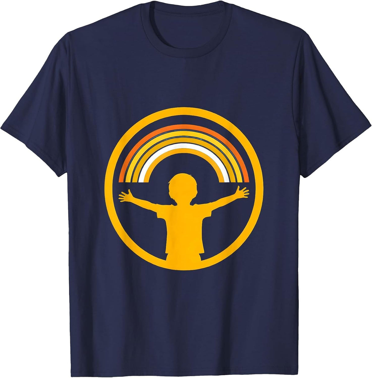 Down Syndrome Awareness Rainbow Child Illustration T-Shirt - Navy Blue
