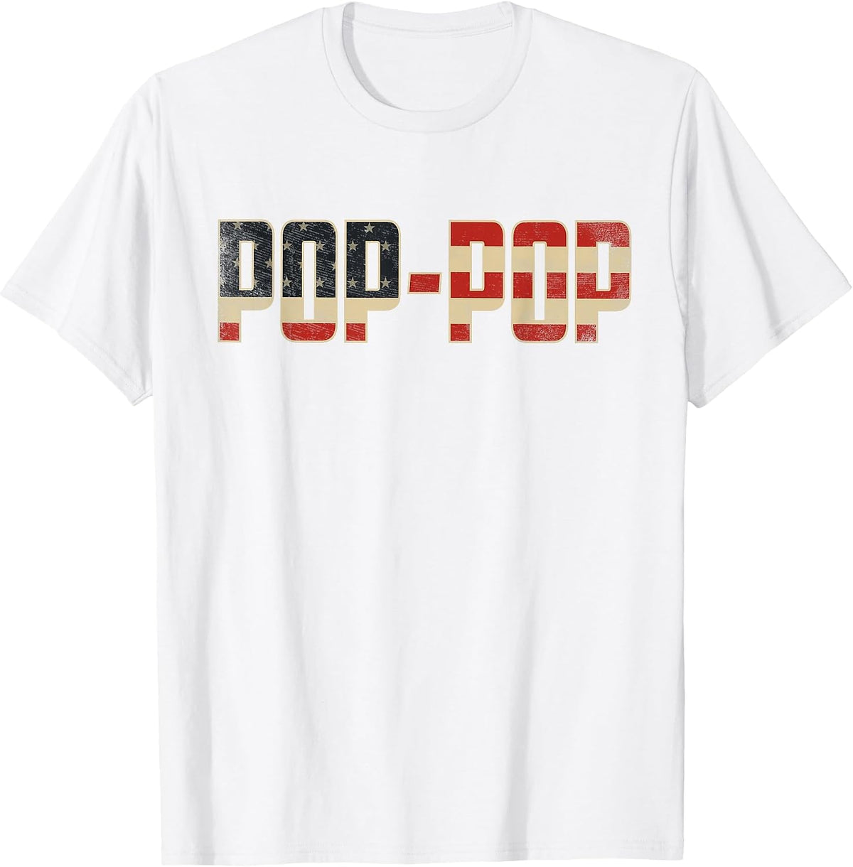 Pop-Pop Bold Patriotic American Flag Father’s Day Pop-Pop T-Shirt - White