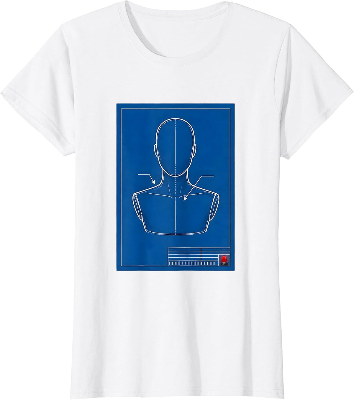 Women's EMT Mannequin Gag Humor Technical Blueprint Paramedic Gift T-Shirt - White