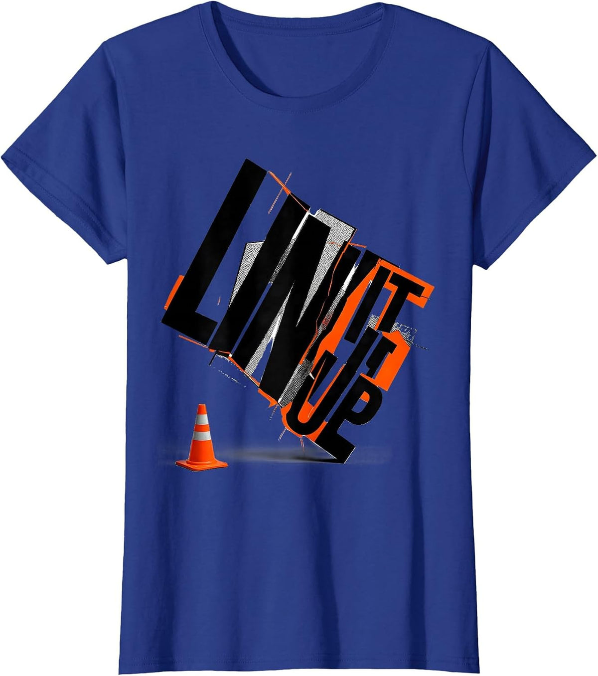 Women's Line It Up New Wave Typography PE Teacher Gym Class Back T-Shirt - Royal Blue