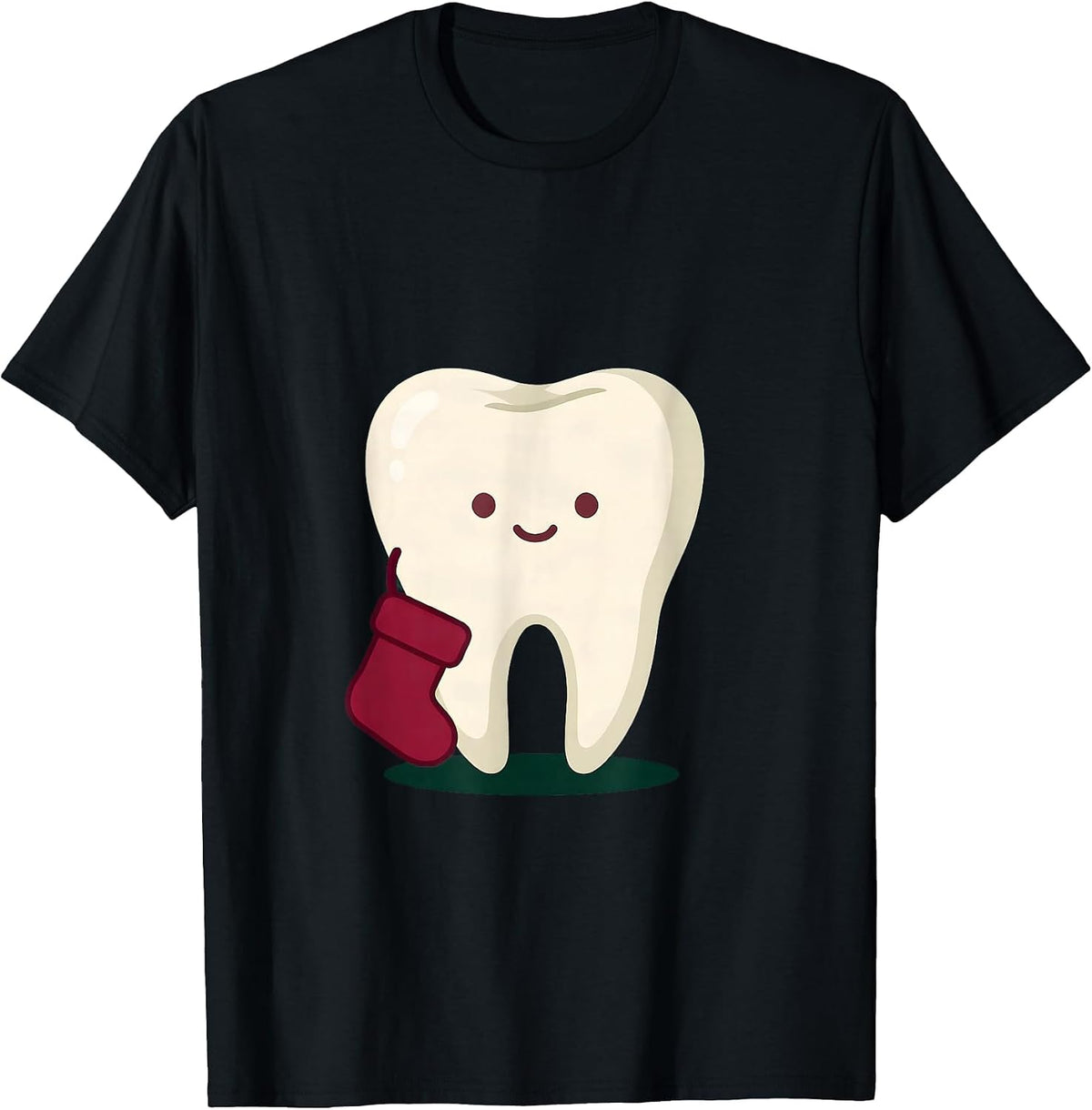 Men's Broad Tooth Mascot Cute Kawaii Dentist Christmas T-Shirt - Black