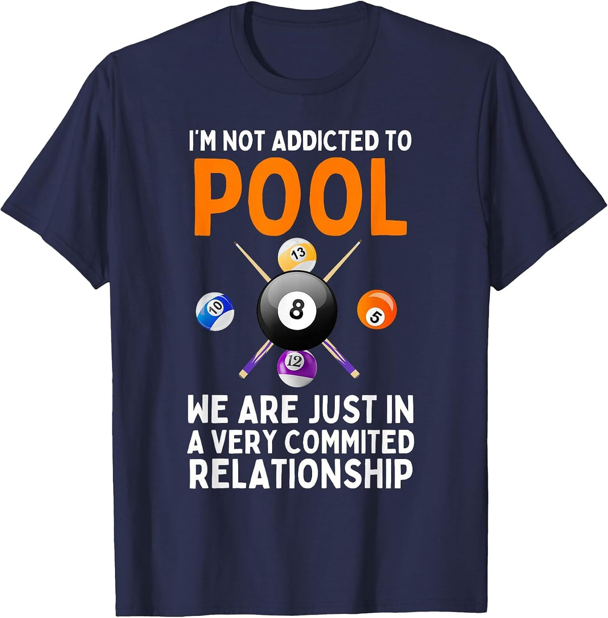 Cool Pool Art for Men Women Boys Billiard 8 Ball Pool Player T-Shirt - Navy Blue