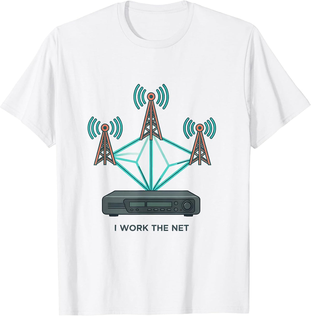 Men's I Work The Net Funny Ham Radio Operator Hobbyist Pride T-Shirt - White