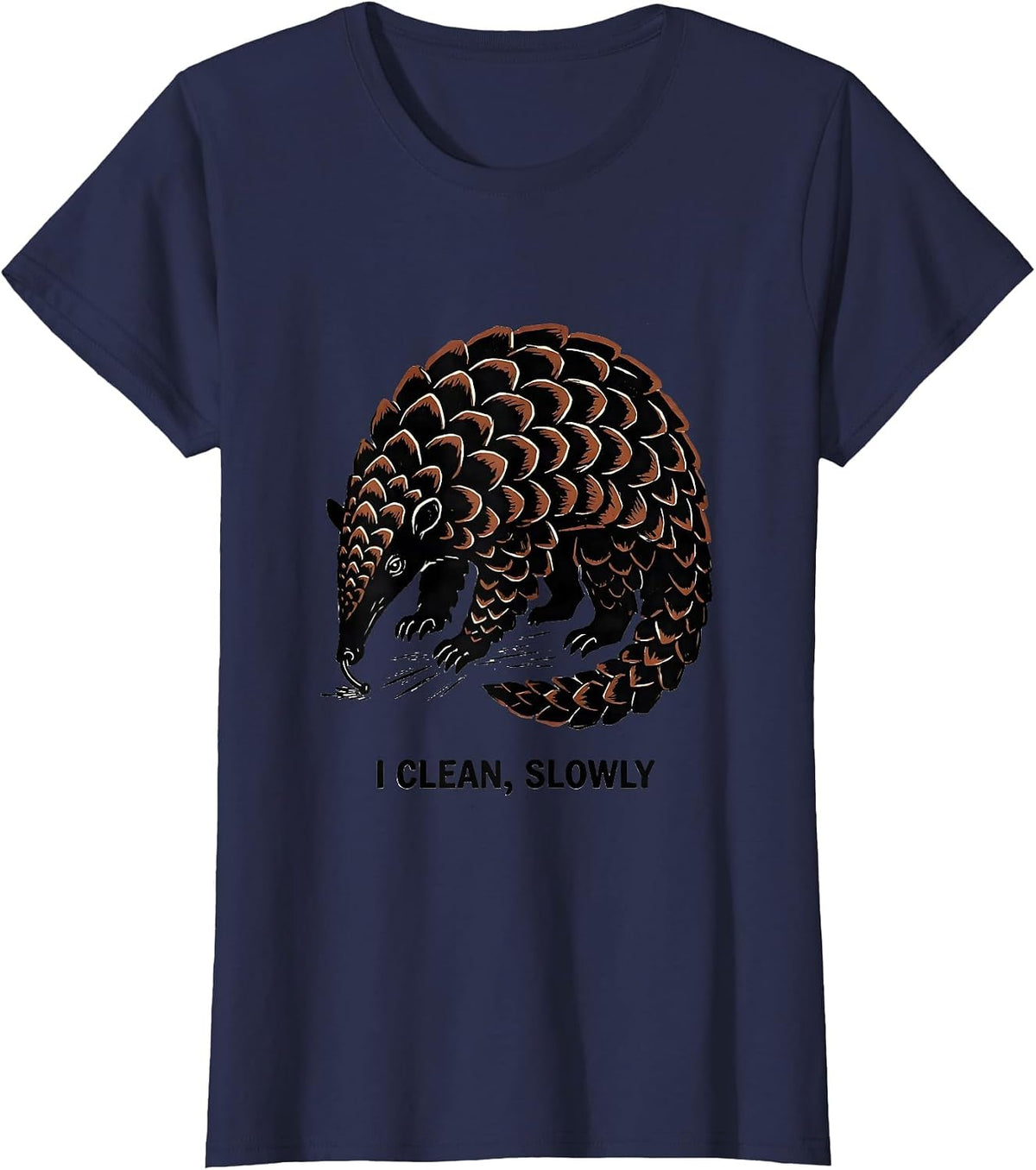 Women's I Clean, Slowly Funny Gym Workout Weightlifting Humor T-Shirt - Navy Blue