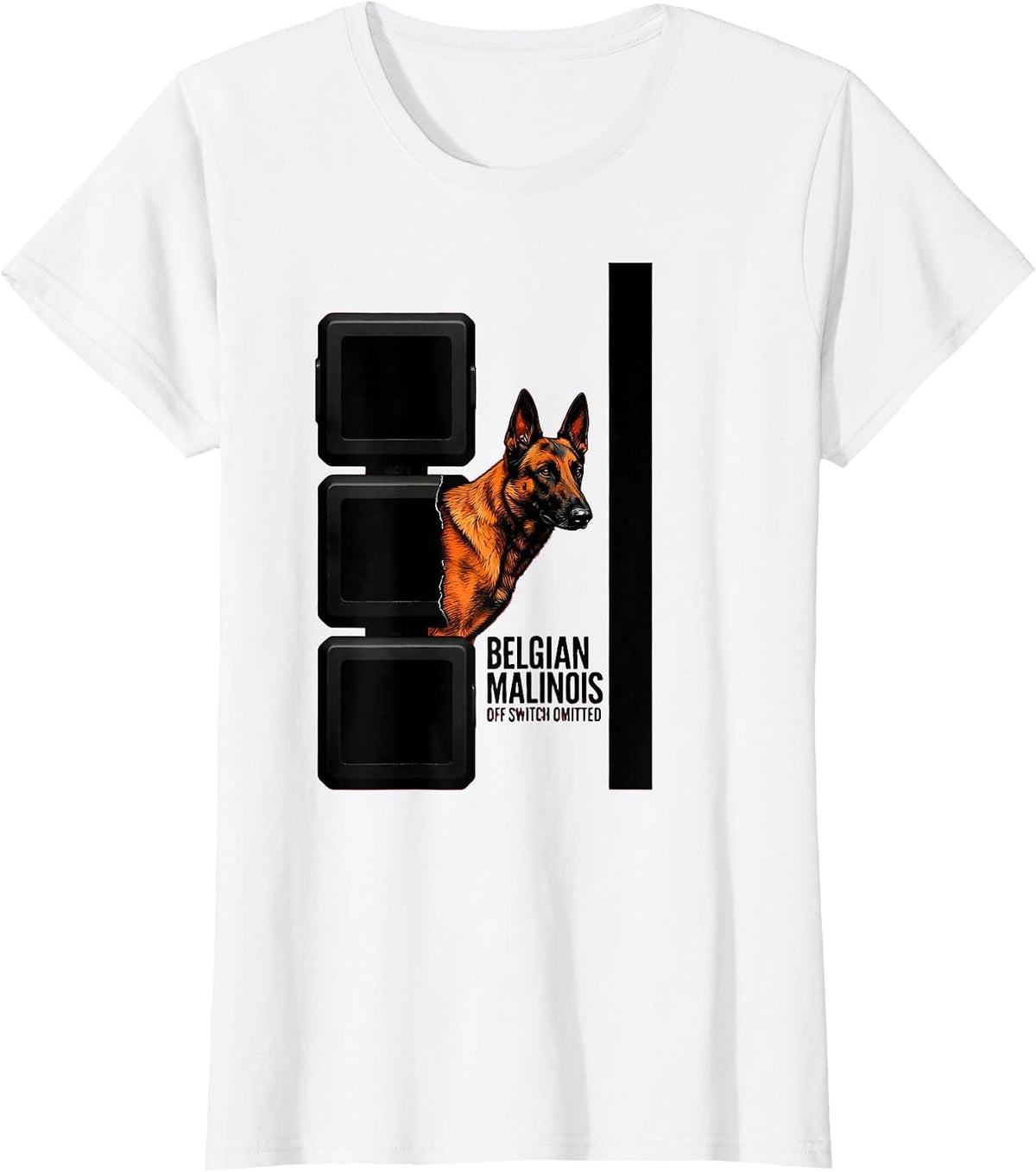 Belgian Malinois Off Switch Omitted Brutalist Dog Owner Gift T-Shirt - White