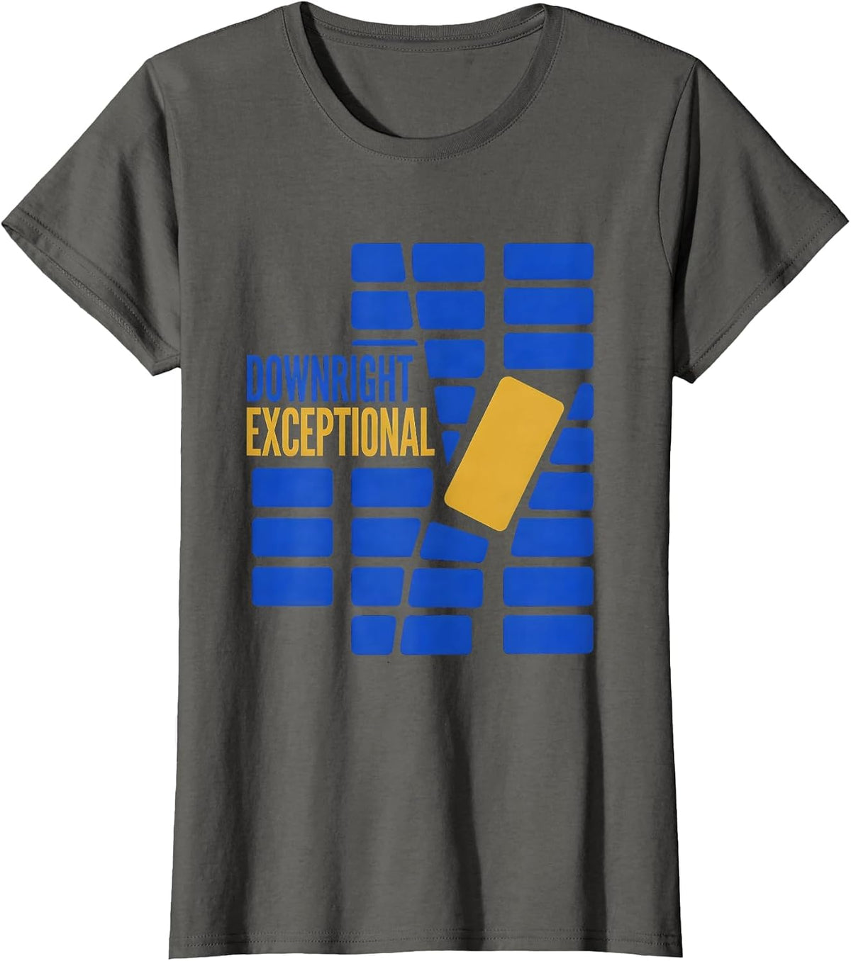 Women's Downright Exceptional Modernist Down Syndrome Awareness Gift T-Shirt - Asphalt Grey