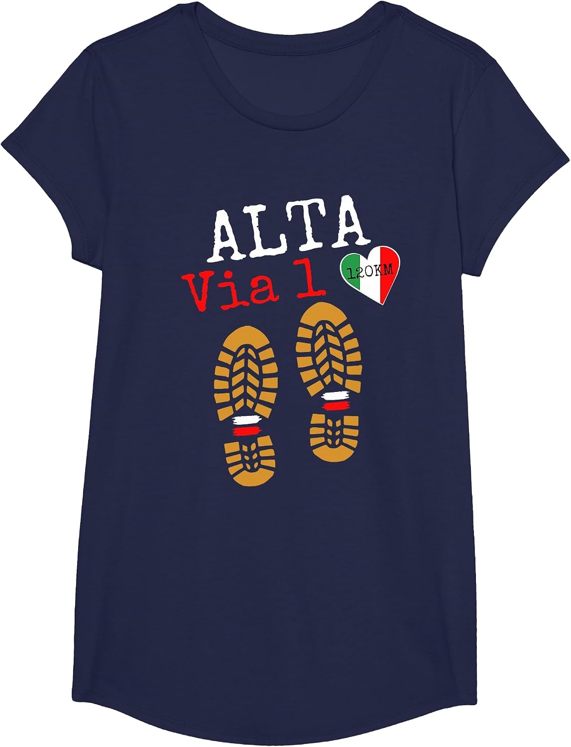 ALTA VIA-1, Trekking in Europe, Hiking Italian Dolomites T-Shirt - Girls Navy Blue