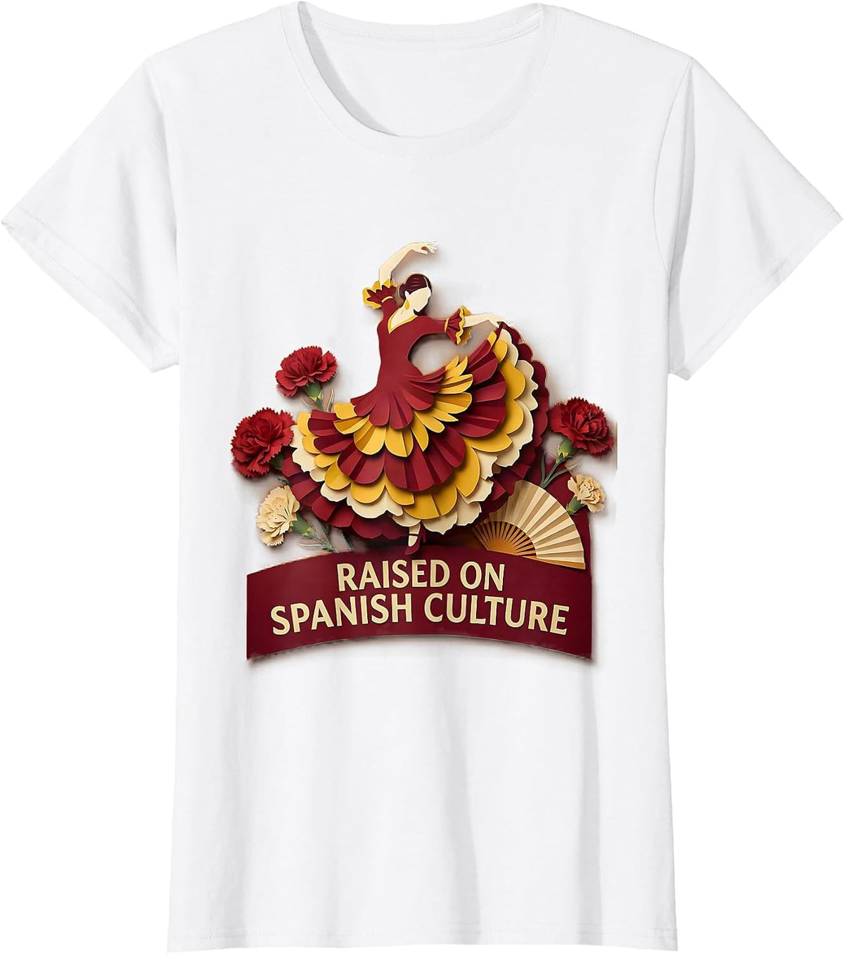Raised on Spanish Culture Heritage Month Design T-Shirt - White